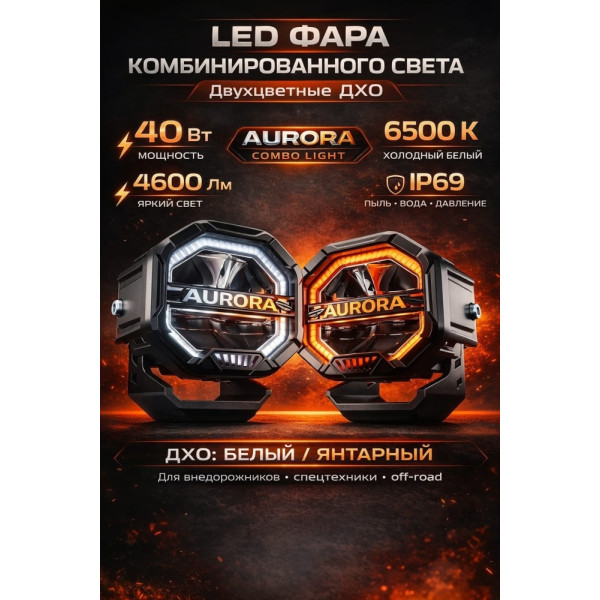 Комплект круглых фар ALO-W-4-R12T3-AW (Пара)