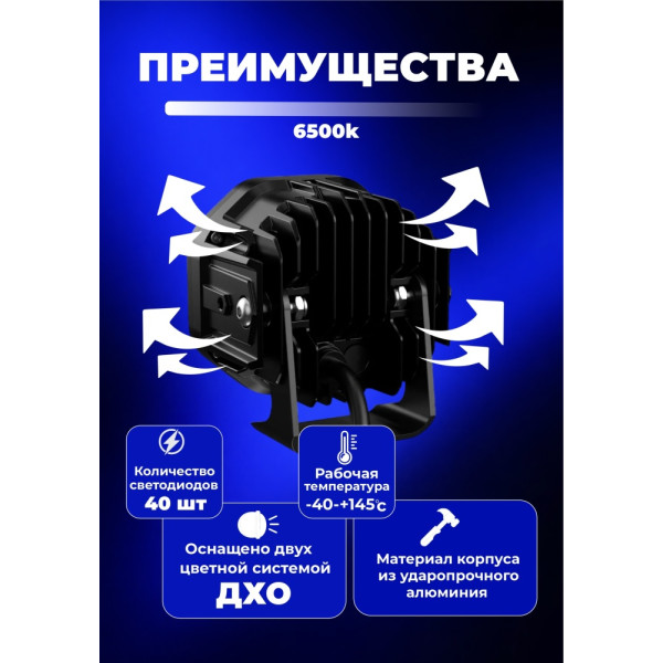 AUROAURORA светодиодная фара ALO-T-W-4-R12T3-AW 40 Вт круглая