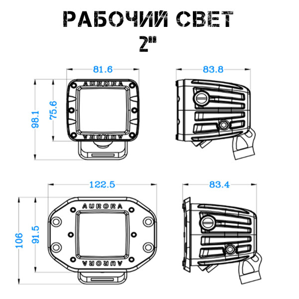 Светодиодные  фары Aurora ALO-2-E12KR 2шт.