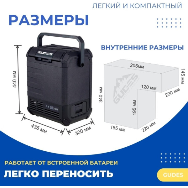 Автохолодильник GUDES компрессорный QN18-SZ 18 л черный